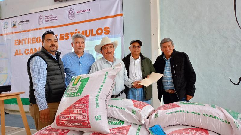 Entrega Sader semilla de avena a más de 300 productores de Queréndaro