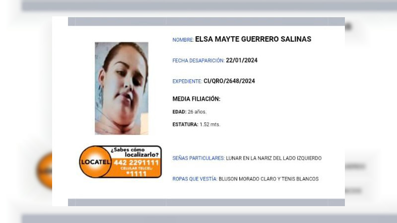 Elsa Mayte reportada como no localizada, fue encontrada sin vida en Guanajuato 