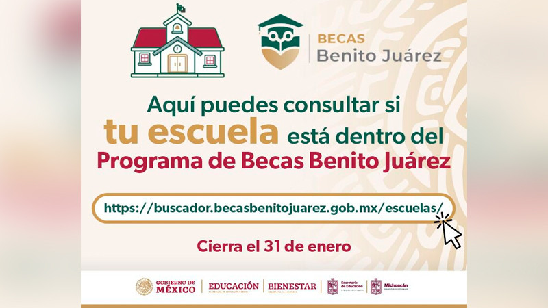 Quedan 3 días para solicitar la beca Benito Juárez: SEE Michoacán