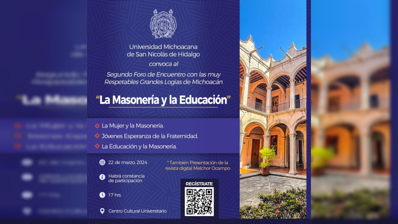 UMSNH realizará el segundo Foro “La Masonería y la Educación”