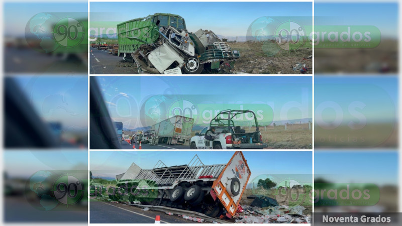 Chocan tráileres, camioneta y patrulla de la GN en Maravatío, Michoacán 