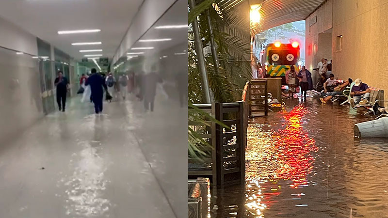 Lluvias torrenciales provoca inundaciones en hospitales y plaza comerciales en Mérida, Yucatán