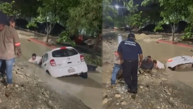 Rescatan a hombre que se encontraba en peligro de ser succionado en canal de Tuxtla Gutiérrez