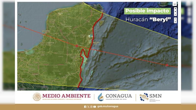 Beryl tocará tierra en Cancún el próximo jueves