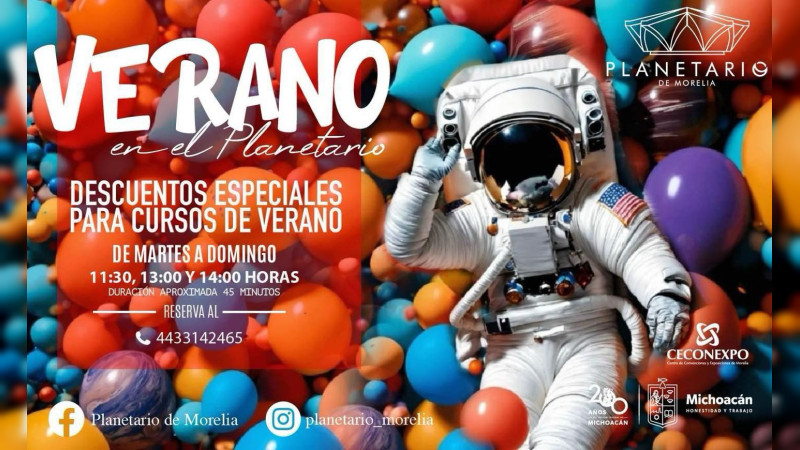 Planetario de Morelia tiene descuentos para grupos de cursos de verano