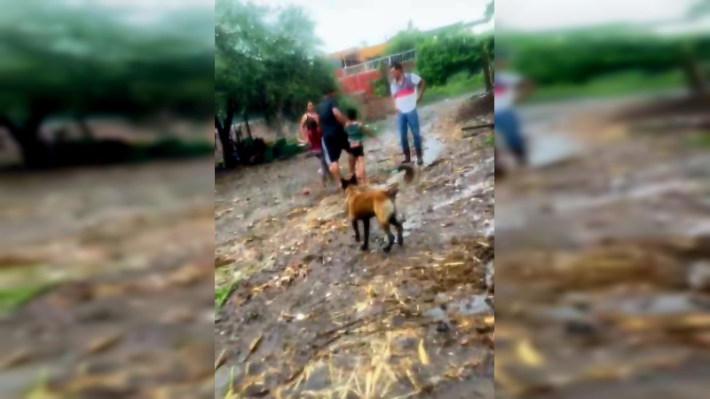 Rescata hombre a dos niños arrastrados por corriente luego de tromba en Buenavista, Michoacán