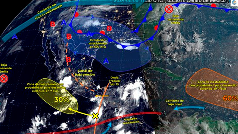 Pronostican lluvias puntuales intensas en varios estados de México