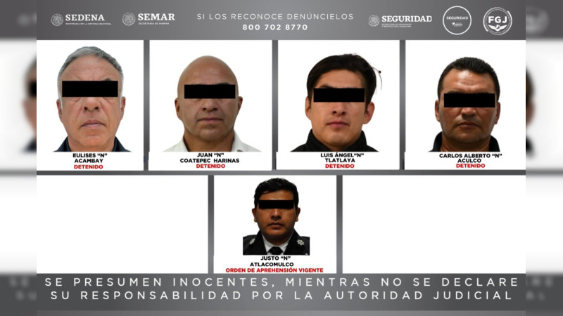 Captura Fiscalía Edomex a 5 directores de policía al servicio del CJNG y la Familia Michoacana, relacionados con desaparición de comisario