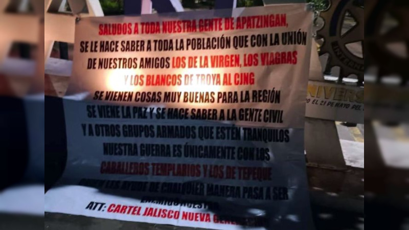 CJNG anuncia su llegada a Buenavista y Apatzingán, y confirma alianza con tres cárteles de Michoacán: “Se vienen cosas muy buenas"