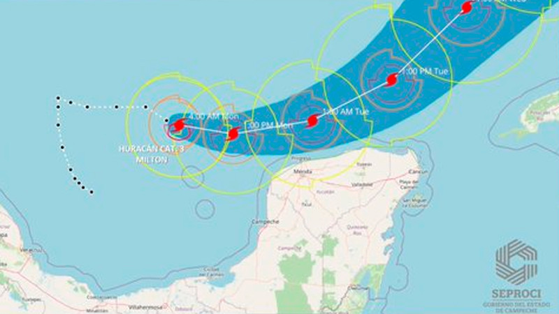 Suspenden clases en Campeche ante huracán 'Milton' de categoría 4