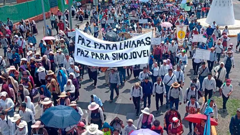 Tzotziles marcha por la paz en Chiapas; piden intervención urgente de autoridades