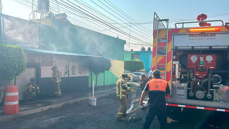 Se incendia taquería en Morelia, Michoacán: sólo hubo daños materiales 