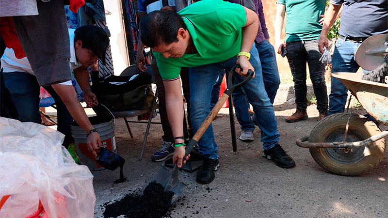 PVEM tapa los primeros 100 baches en Morelia; se avanza en mejores vialidades 